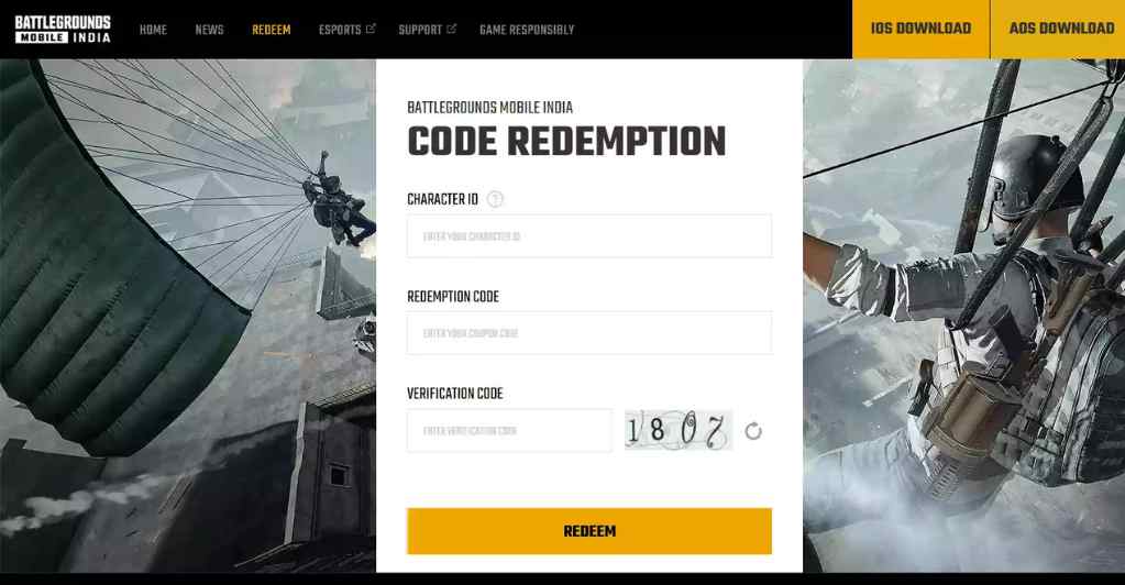 BGMI Redeem Code & PUBG Redeem Code Today