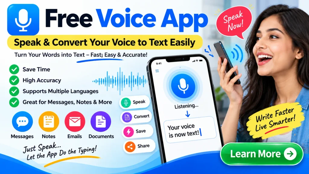 Free Voice App – Speak & Convert Your Voice to Text Easily Free Voice App – Speak & Convert Your Voice to Text Easily